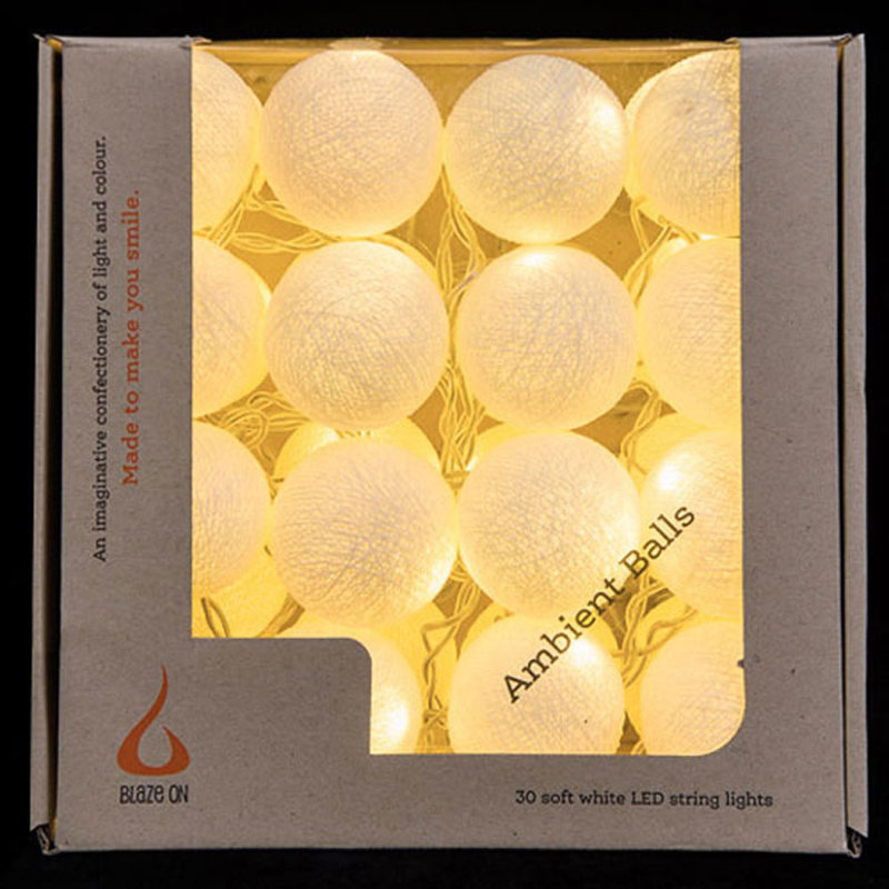Misti LED Cotton Ball String Light, 30 Lamps - 8 Metre Long