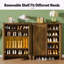 Armoire de rangement à chaussures en bois avec portes à persiennes et grandes tablettes
