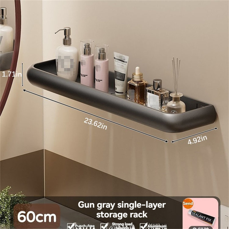 No-Drill Bathroom Corner Shelf, 4.92" H x 23.62" W x 1.71" D