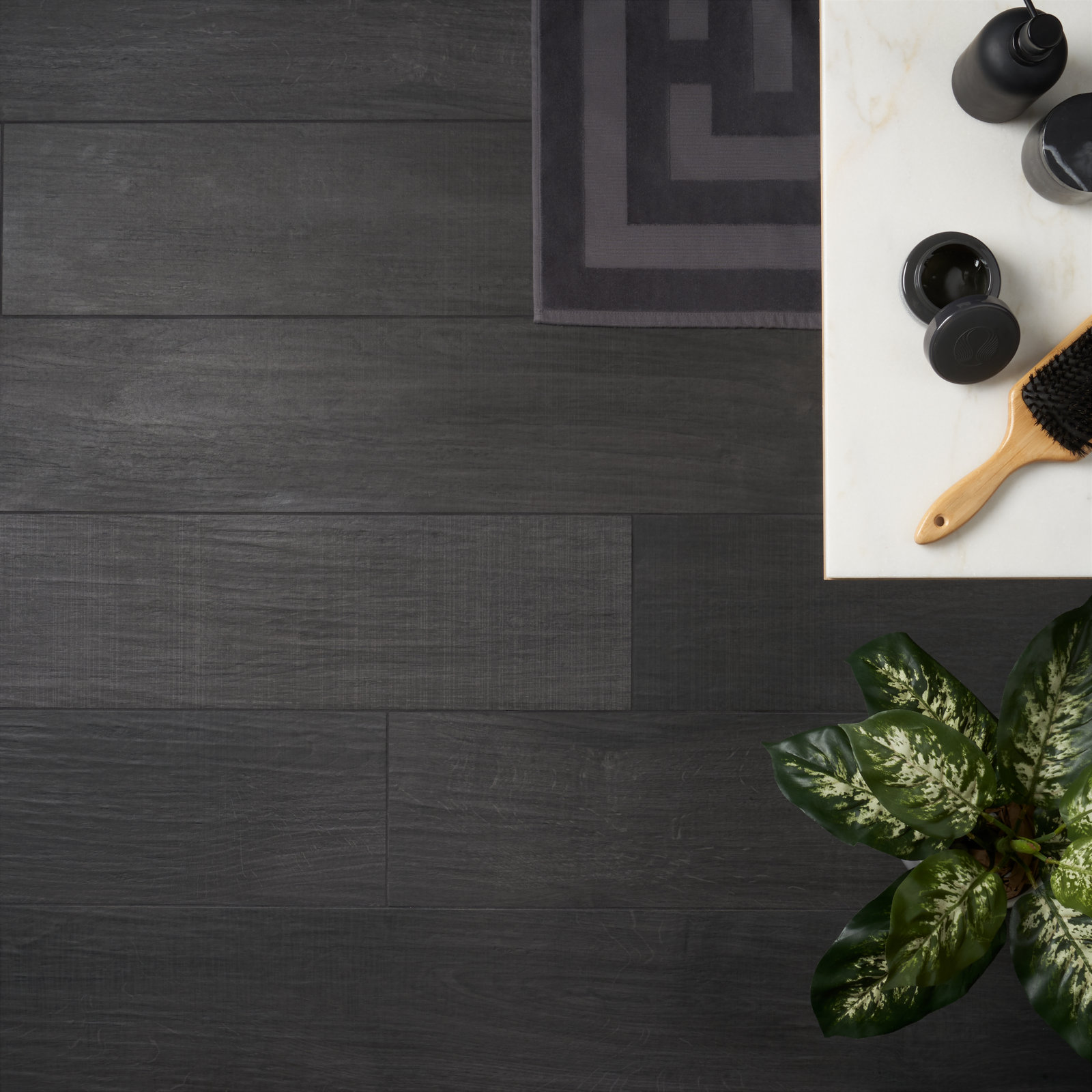 Auburn 8" x 48" Porcelain Wood Look Tile, Black