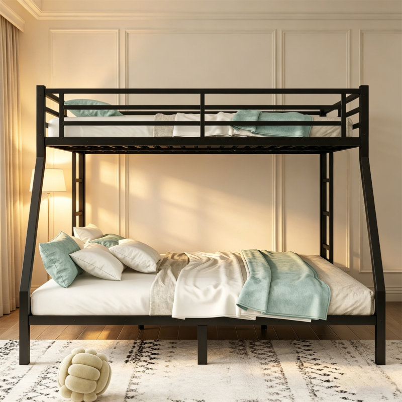 Metal Queen Over King Bunk Bed For Teens And Adults,Space-Saving/Noise Reduced/No Box Spring Needed
