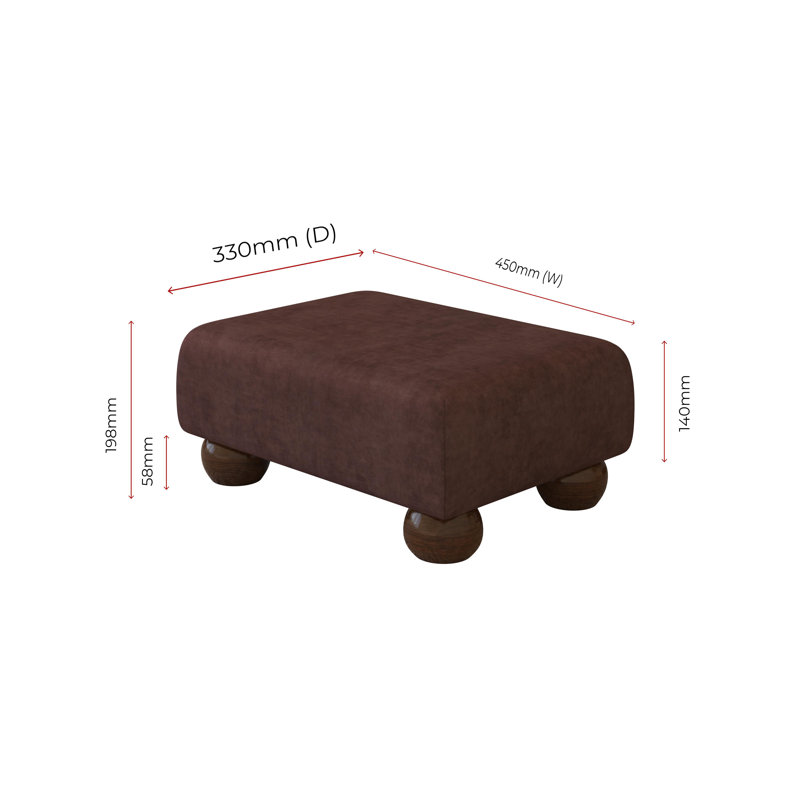 Autryville Wood Bun Feet - Fabric, Mahogany, Burgandy Dark Red, Velvet