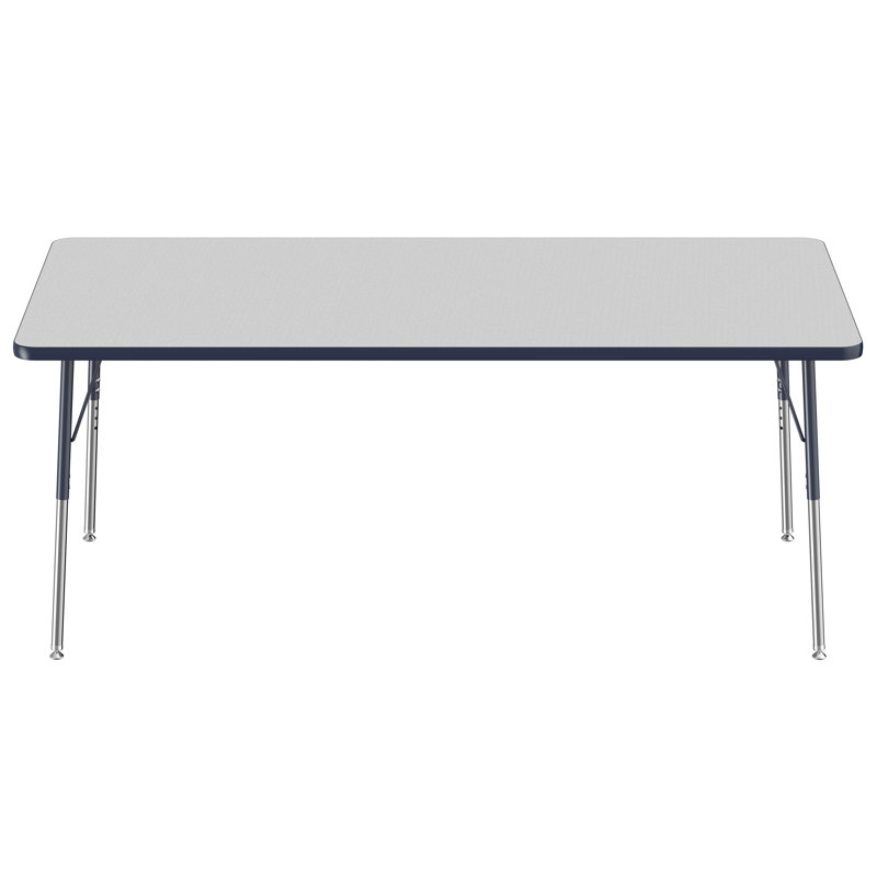 Rectangle T-Mould Adjustable Height Activity Table, Grey/Navy, Standard Swivel Glide, 24" x 72"