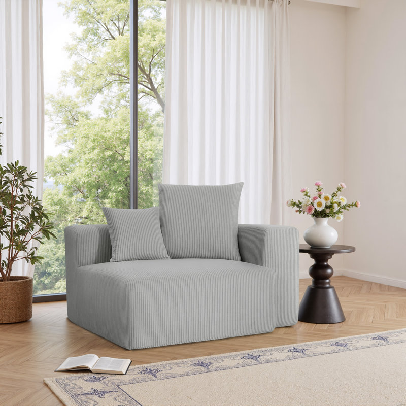 Upholstered Armchair, Light Grey
