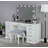Glam Style Vanity Set With Padded Stool, 8Mm Glass Top, Storage Drawers, And LED Mirror For Luxurious Bedroom Decor