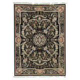 High-Quality Hand-Knotted Black Area Rug