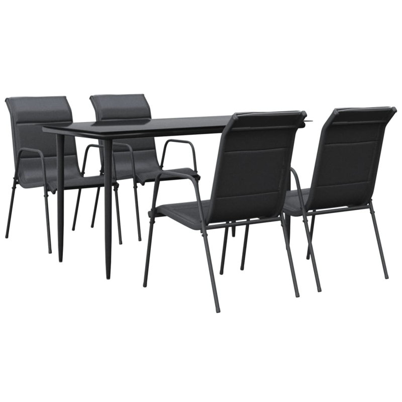 Gervacio Patio Dining Set with Rectangular Table, 4, 55.1" L x 27.6" W x 29.1" H