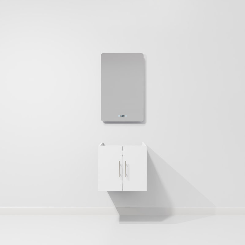 Geneva 24 in W x 22 in D Single Bath Vanity and 18 in Mirror, Glossy White