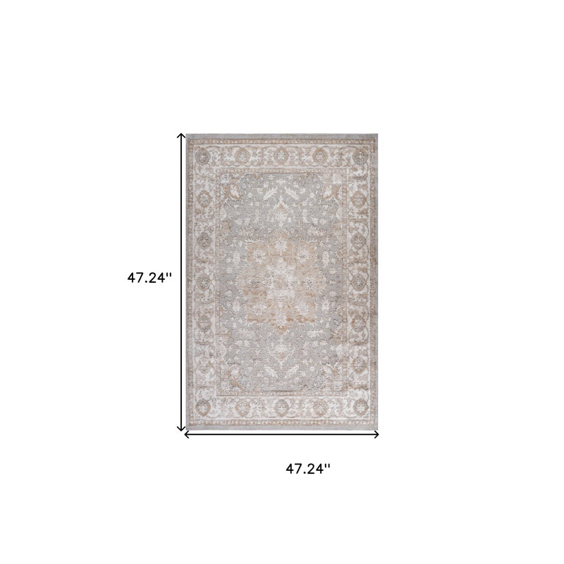 Tapis oriental beige et gris 4 pi x 6 pi