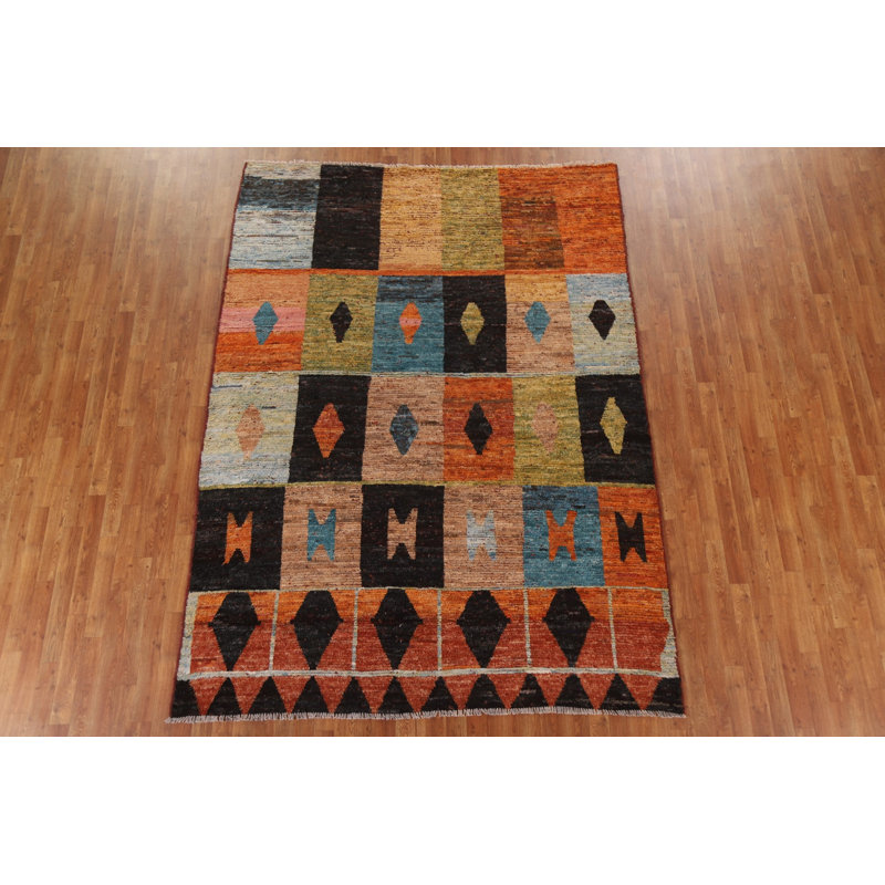 Tapis marocain multicolore en laine noué à la main 7 x 10