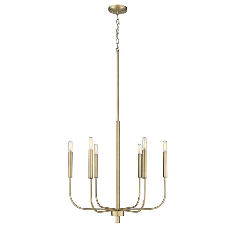 Darshon 6 - Light Dimmable Modern Linear Chandelier, Aged Brass