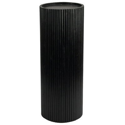 Black Acacia Wood Round Pedestal Plant Stand