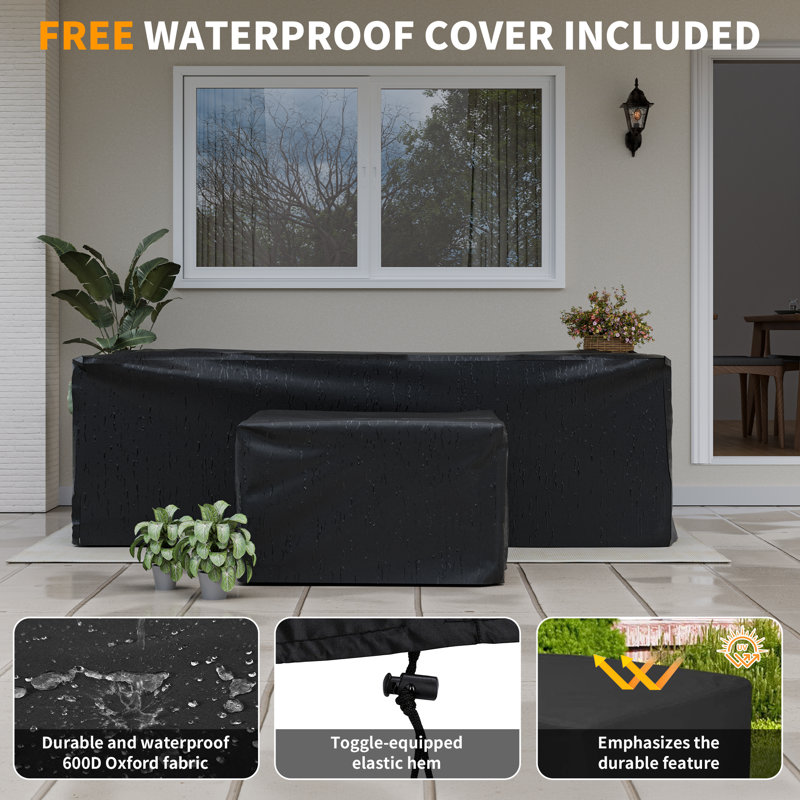 Benboe 6 - Person Patio Conversation Set with Cushions, Brown Frame/Bright Red Cushion