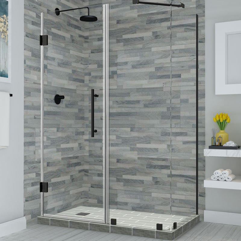 Cabine de douche rectangulaire à charnière sans cadre 36,38 po x 72 po Bromley