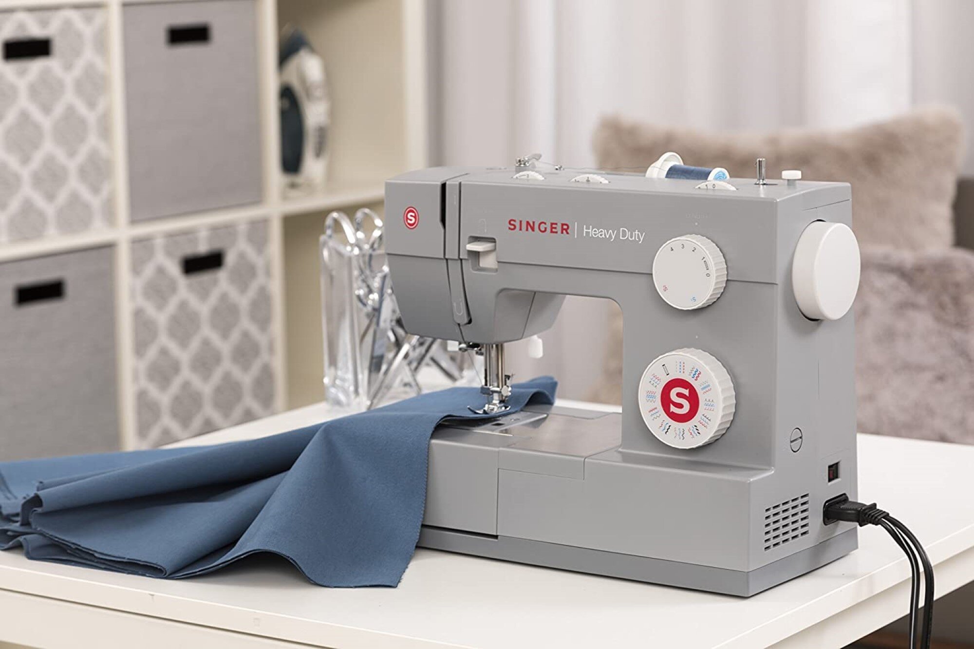 Pair-Of-Singer-Sewing-Machines-Fabric-Sewing-Basket-More