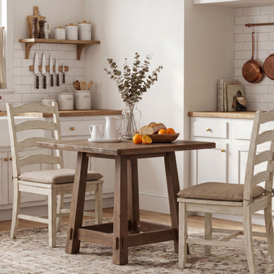 Square Solid Wood Dining Table, Vintage Small Kitchen Dinner Table for Dining Room for 4 People