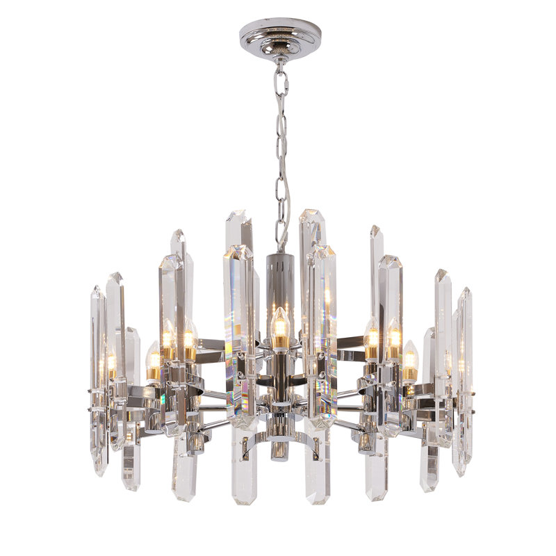 Garlend 12 - Light Chrome Chandelier With Crystal Accents, Chrome
