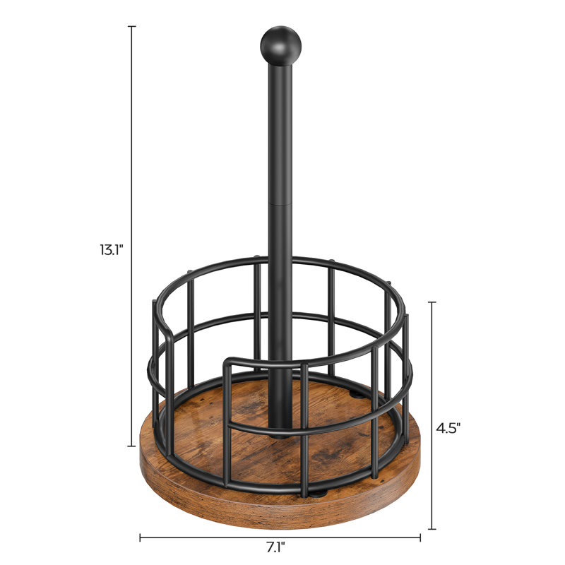 Paper Towel Holder, Kitchen Paper Towel Holder for Countertop, Paper Towel Stand with Wooden Base, Freestanding Kitchen Roll Holder