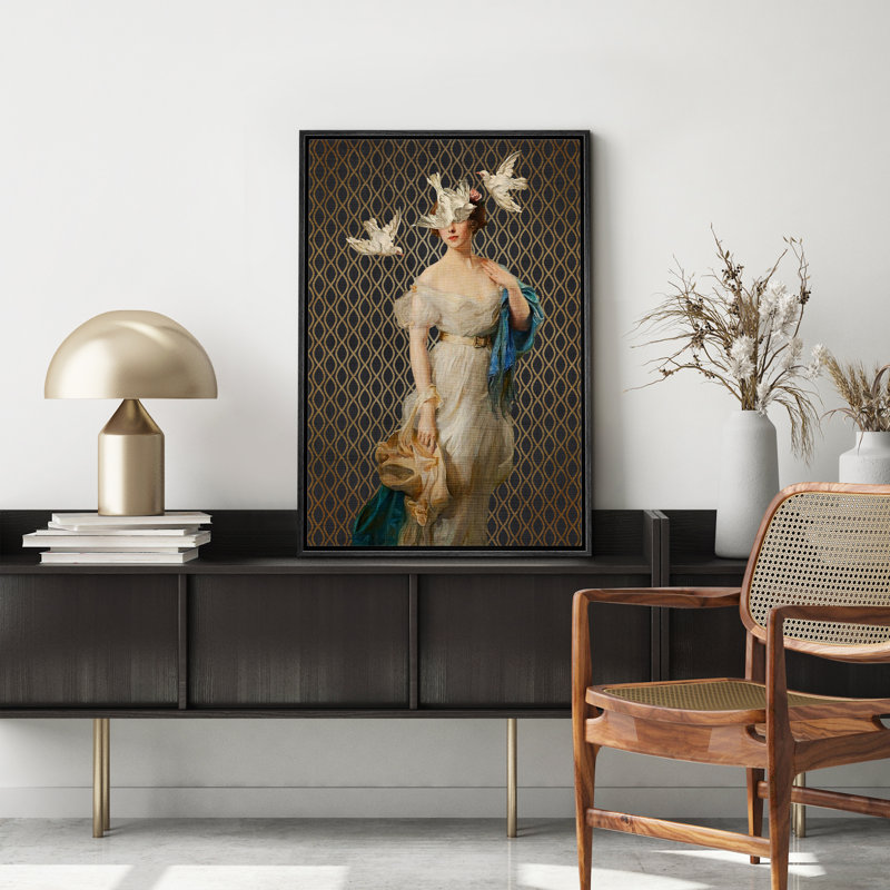 "Al commode classique", art mural rétro fantaisiste, H 24 po x l 16 po, Cadre flottant noir