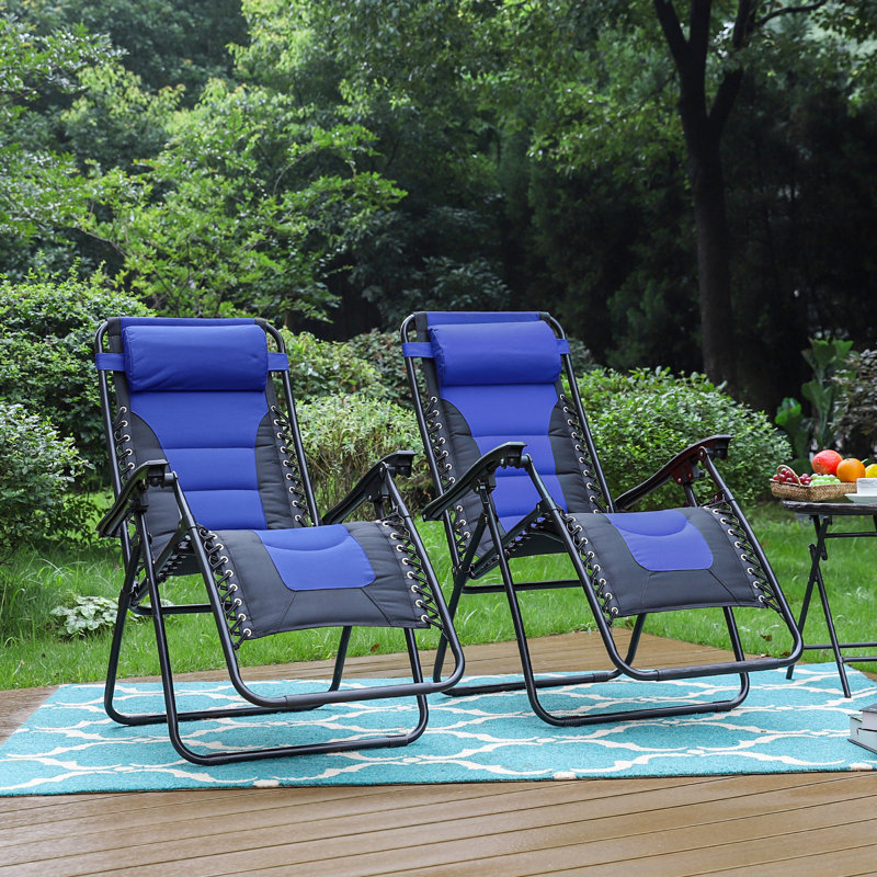 Chaise inclinable zéro gravité avec coussin, Bleu