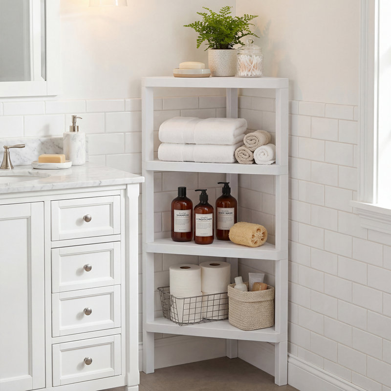 46cm W Plastic Shelving Unit, White