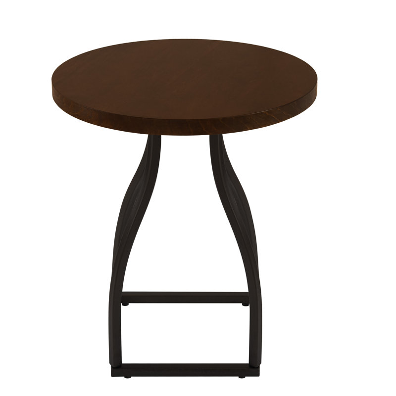 Lindsay Metal Base Accent Table, Brown Top/Black Base