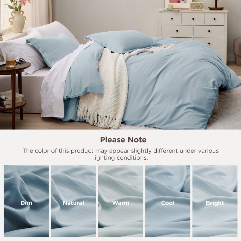 Bedsure Microfiber Duvet Cover Full Size - Prewashed Cotton-Like Extra Soft Bedding Set (Set of 3), Sky Blue