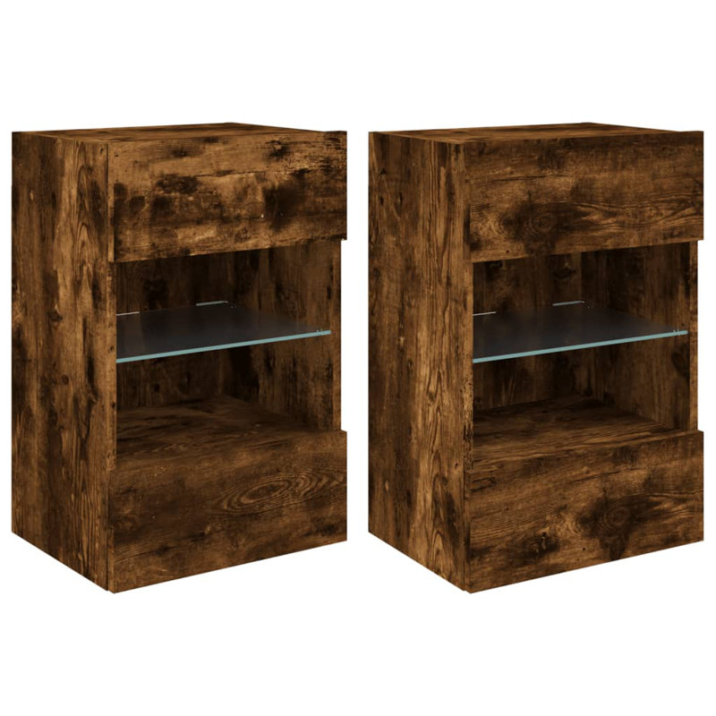 Burgues Unfinished TV Unit for TVs up to 24" with Fireplace Included, Smoked Oak