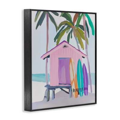«Pink Beach Hut & Bright Boards», estampe numérique, conception de Sissi et Seb