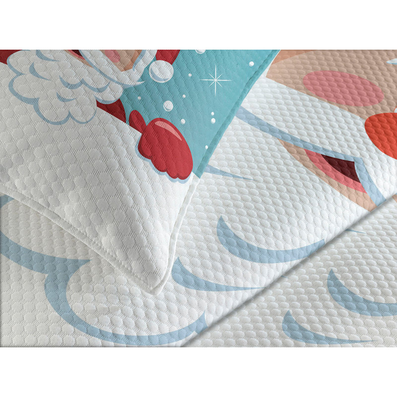 Ambensonne Santa Bedspread Rudolph Multicolor Multicolor, King Coverlet/Bedspread + 2 Pillow Shams