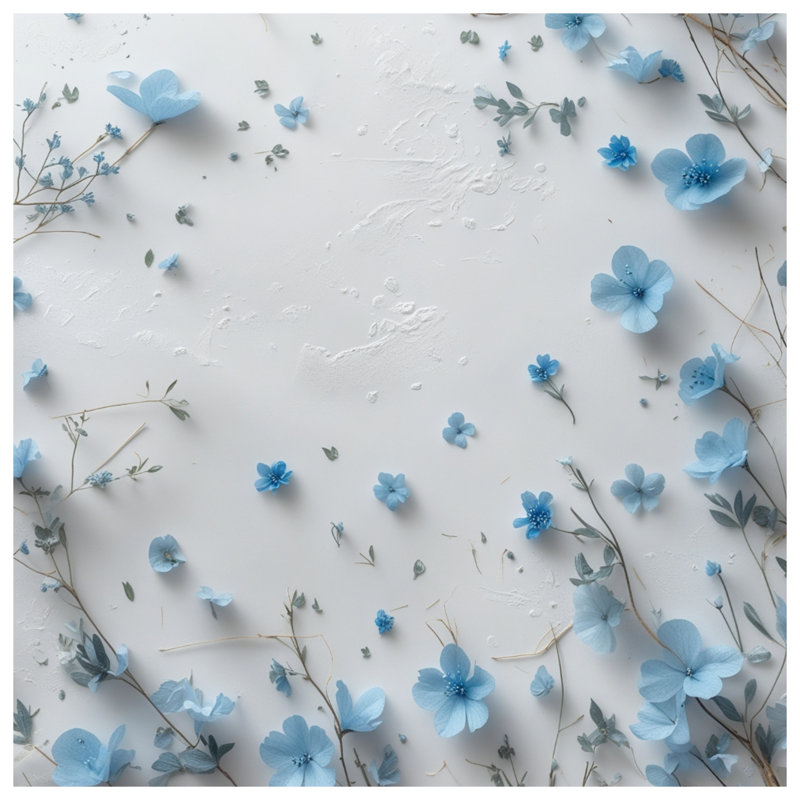 Housse de couette florale bleue, Lit simple