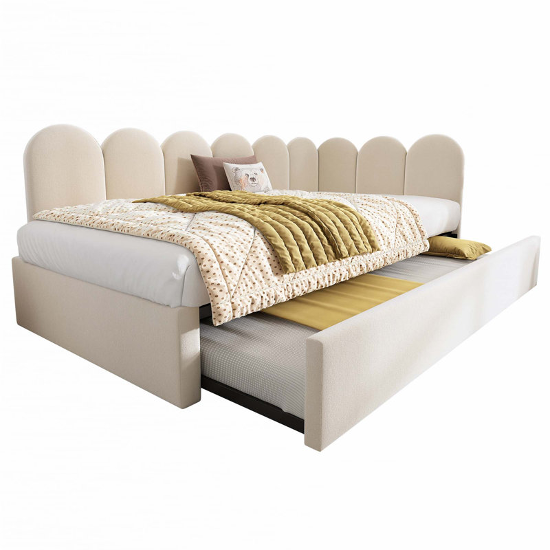 Lit de jour rembourré avec lit escamotable, Beige