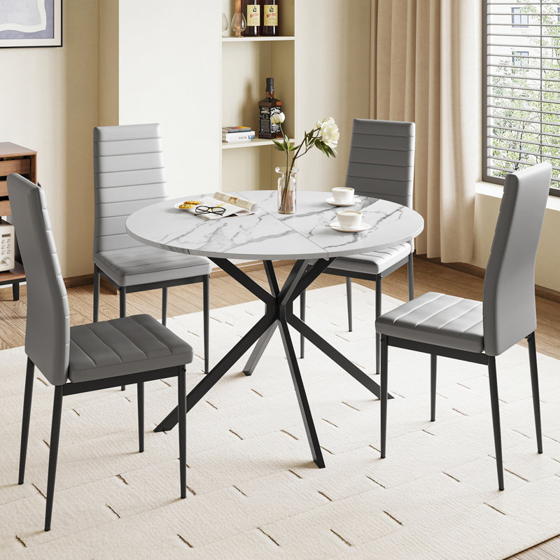 4 - Person Dining Set, Grey, White