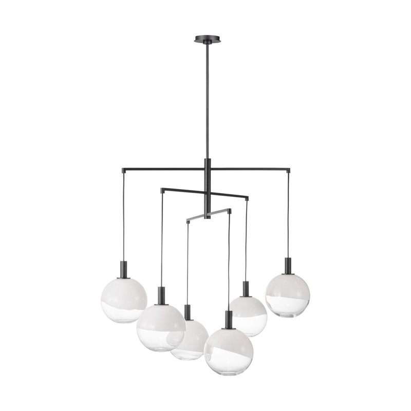 6-Light Chandelier, 6 Lights, Aged Iron, 38.125" H x 39.75" W x 39.75" D