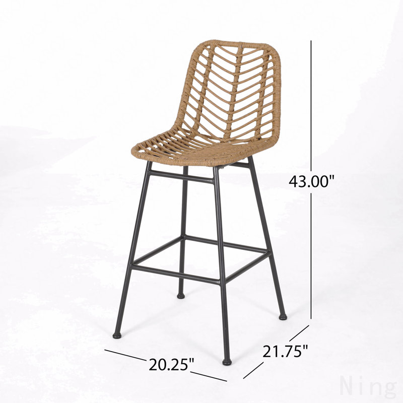 Outdoor Wicker Barstools (Set Of 2), Light Brown