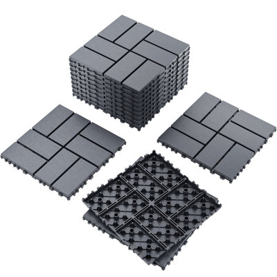 Revêtement de sol géométrique en plastique gris pour terrasse, garage, balcon et salle de lavage