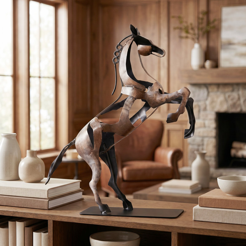 Handmade Metal Horse Statue Sculpture Décor Gifts For Horse Lovers, Vintage Brown