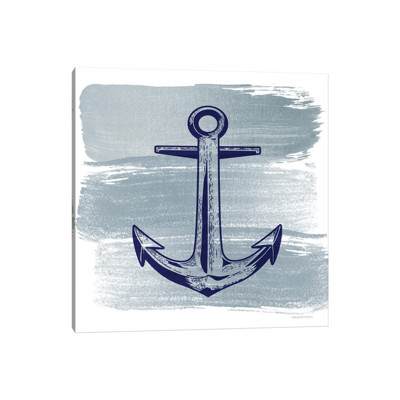 Brushed Midnight Blue Anchor by Bluebird Barn - Print on Canvas, 45.72 cm H x 45.72 cm W x 1.91 cm D, Wrapped Canvas
