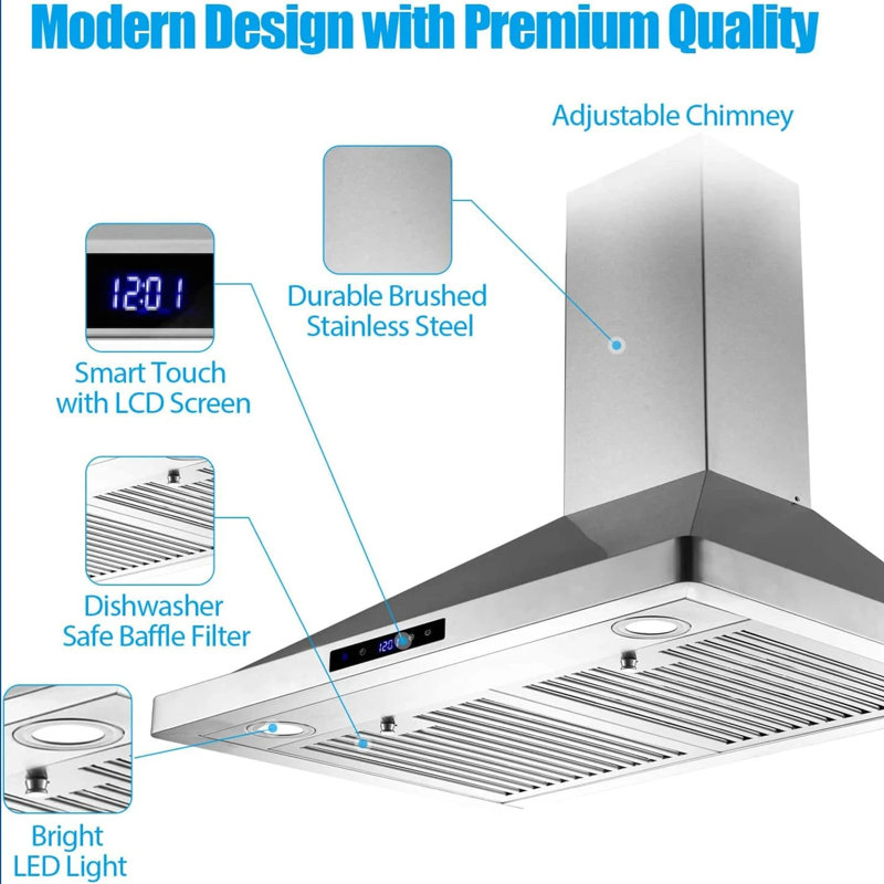 Hotte murale 30 pouces en acier inoxydable