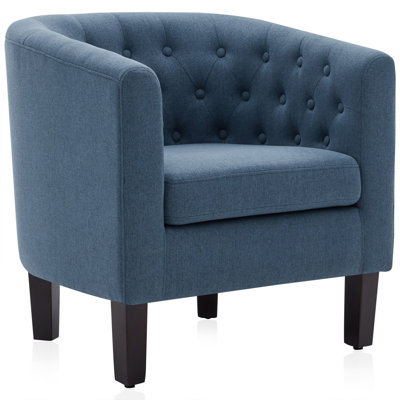 Evelie 28.25" W Tufted Linen Barrel Chair Upholstered