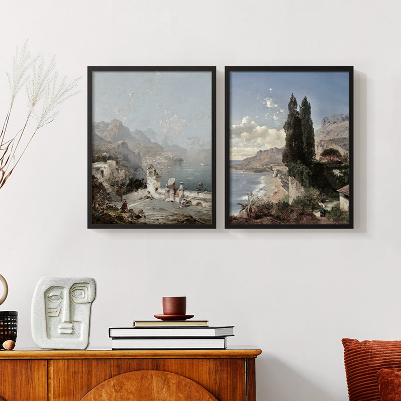 «Vintage Landscape XXIII», impression giclée sur cadre - ensemble de 2, Noir, noir, noir, noir, H 23 po x l 58 po