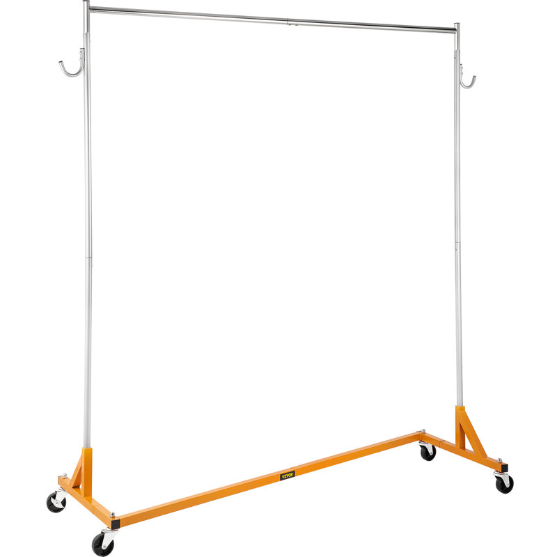 Orange Heavy-Duty Adjustable Rolling Garment Rack with Lockable Casters