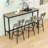 Long 4-Piece Dining Table Set with 3 PU Upholstered Stools-1334950767-1334950544