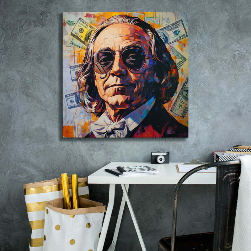  «Cool Benjamin» par Rich Monet, art mural sur toile, 26 po x 26 po