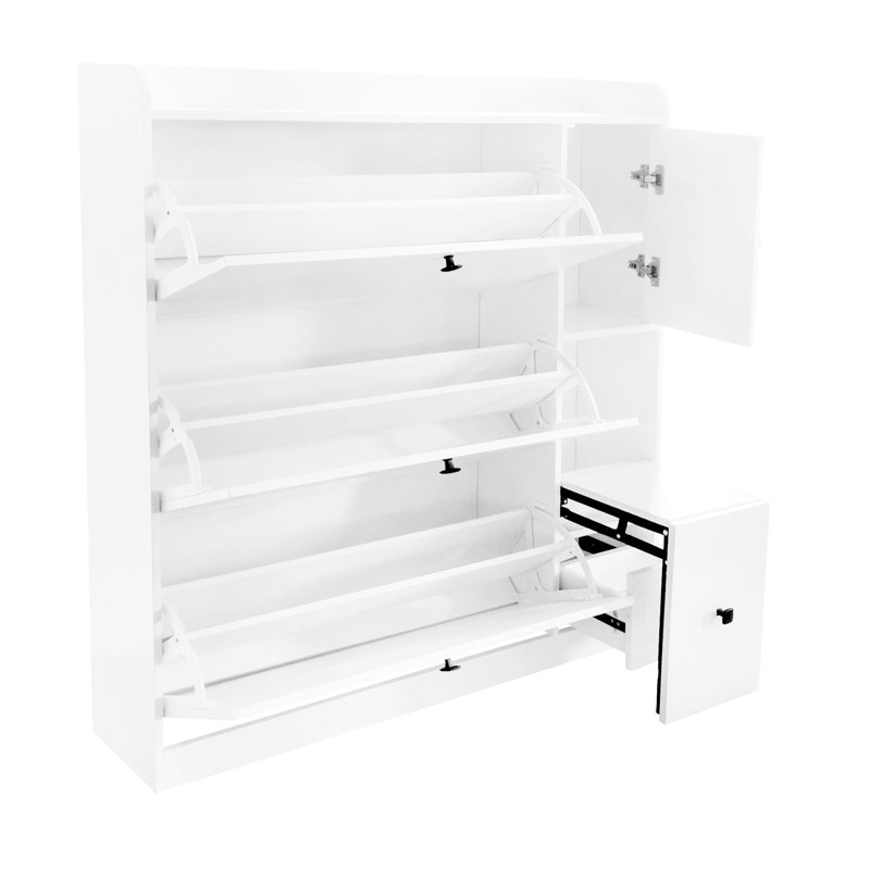 Armoire à chaussures moderne avec siège escamotable et 3 tiroirs de rangement