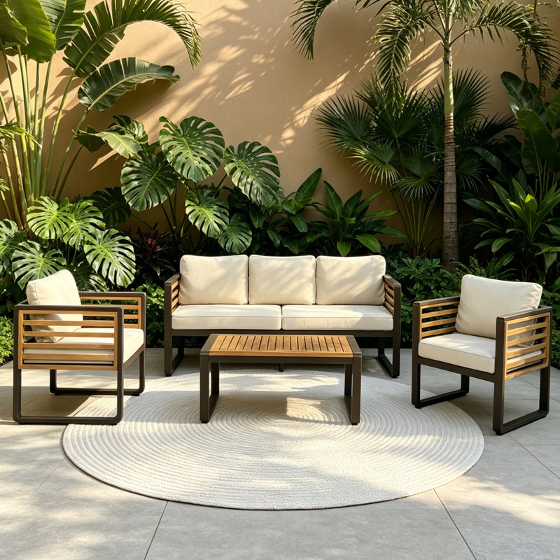 5-Person Outdoor Conversation Set With Weather-Resistant Cushion