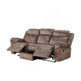 Zubaida Two Tone Chocolate Velvet Recliner Sofa W/USB Port & Drop Down Table