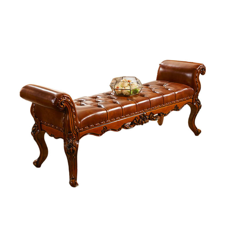Banc rembourré en similicuir American Bed, Brun