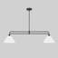 Lustre linéaire noir et blanc de 47 pouces pour îlot de cuisine 2 lumières à hauteur réglable, structure en métal noir mat avec abat-jour blanc, base E26 pour table de salle à manger, bar et table de billard