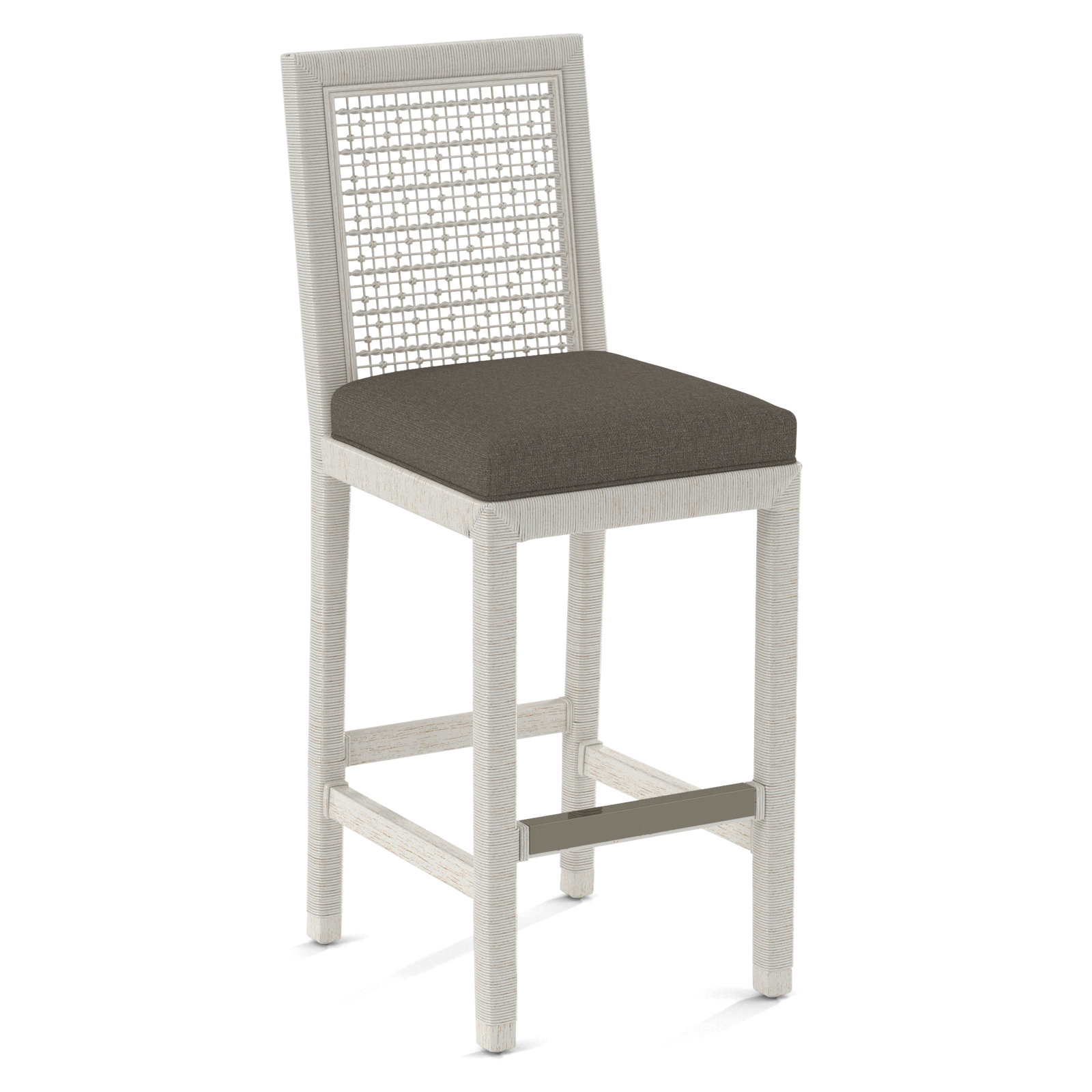 Soren 30" Bar Stool, Gray Sugar Performance, Antique Frost White